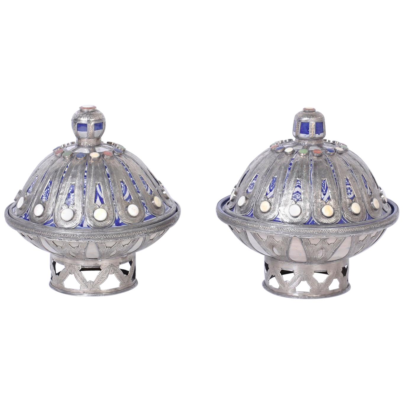Pair of Moroccan Lidded Containers