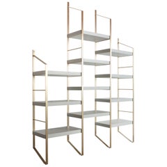 Step Bookcase, in wood and brass, by Accardi Buccheri for Medulum