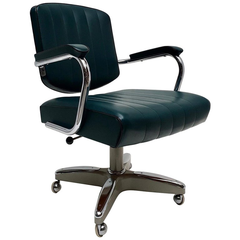 Mid-Century Modern Adjustable Armchair / Office Chair Rolling Swivel 1
