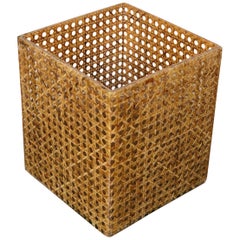 Wicker Lucite Box Vase in Christian Dior Style