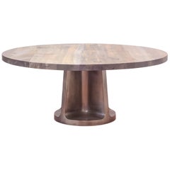 Silver Plated Bronze Neolith Table in Oxidized Maple