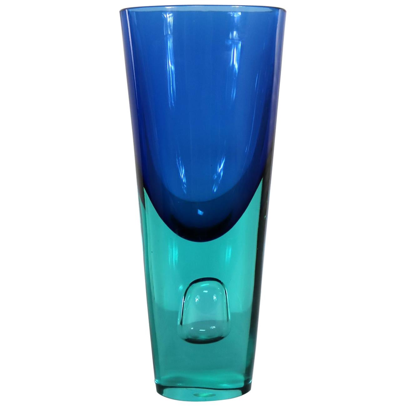 Lg Murano Blue Turquoise Sommerso Bubble Vase Style Antonio da Ros for Cenedese