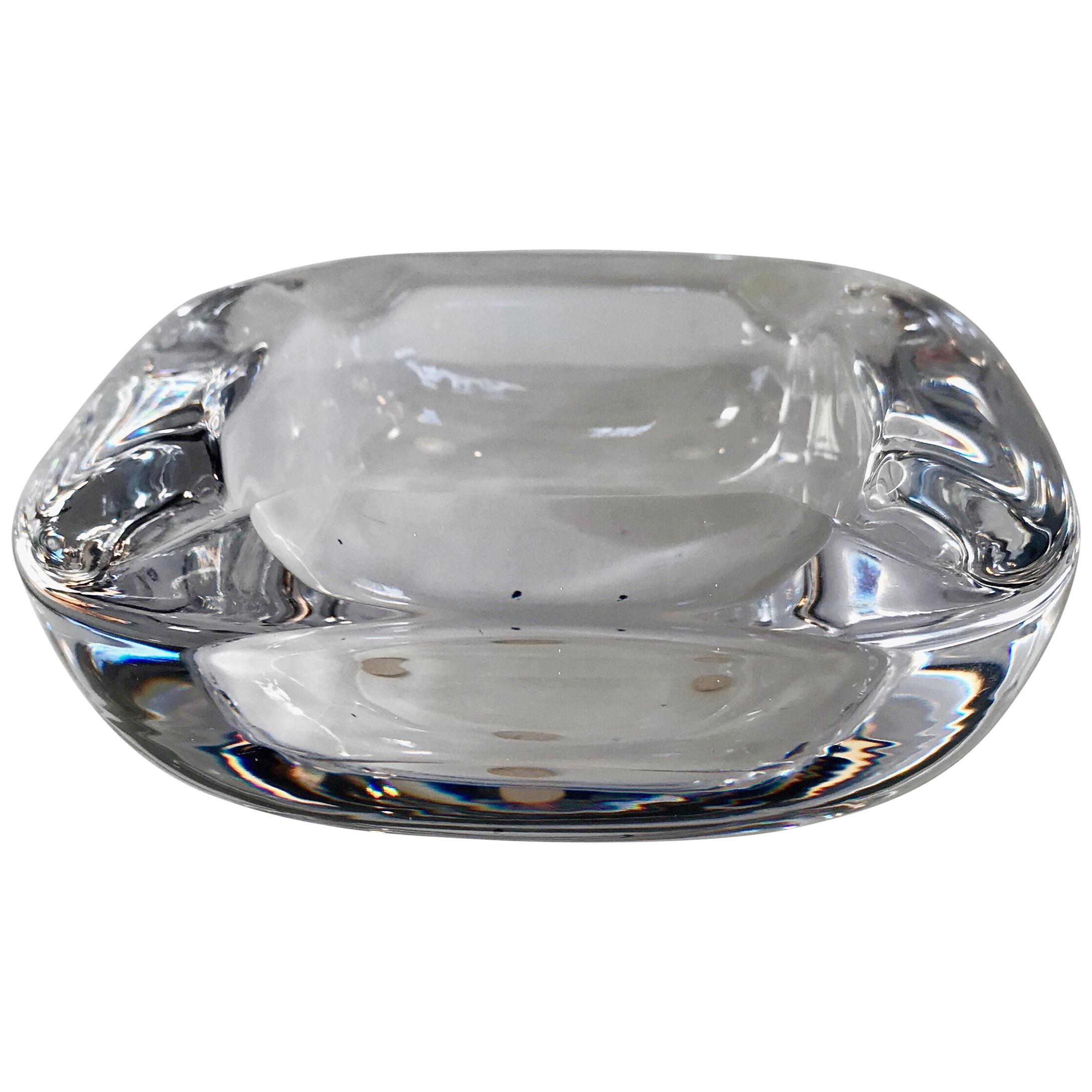 Clear French Art Glass Ashtray / Bowl of Lead Crystal by Art Vannes France For Sale