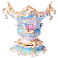 Vase français avec base en porcelaine de forme hexagonale - Français, 19ème siècle