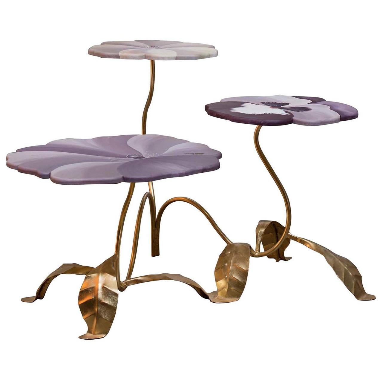 Herba in Motus Aurum Set of 3Side Tables by Victoria Episcopo For Sale