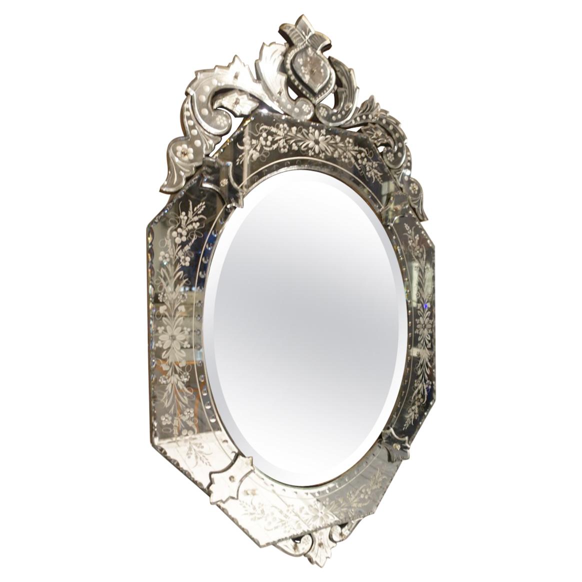 Beautiful Oval Venetian Mirror, Early 20th Century