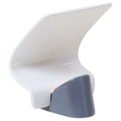 Italian Table Lamp with Curved Reflector in White and Grey Ceramic