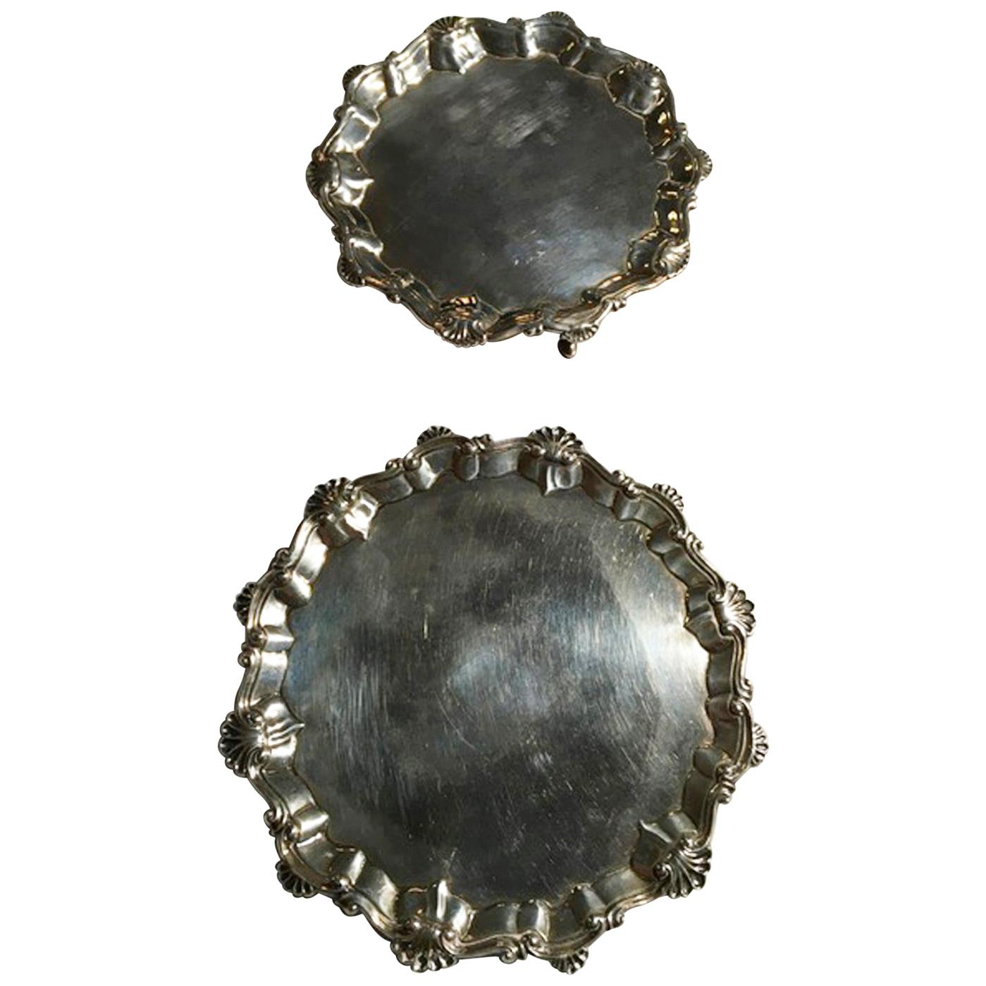 Pair of 18th Century Silver Salver George IV Style  London