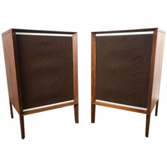 Stunning Stylized Mid-Century Modern Electro Voice Stereo Speakers in Walnut