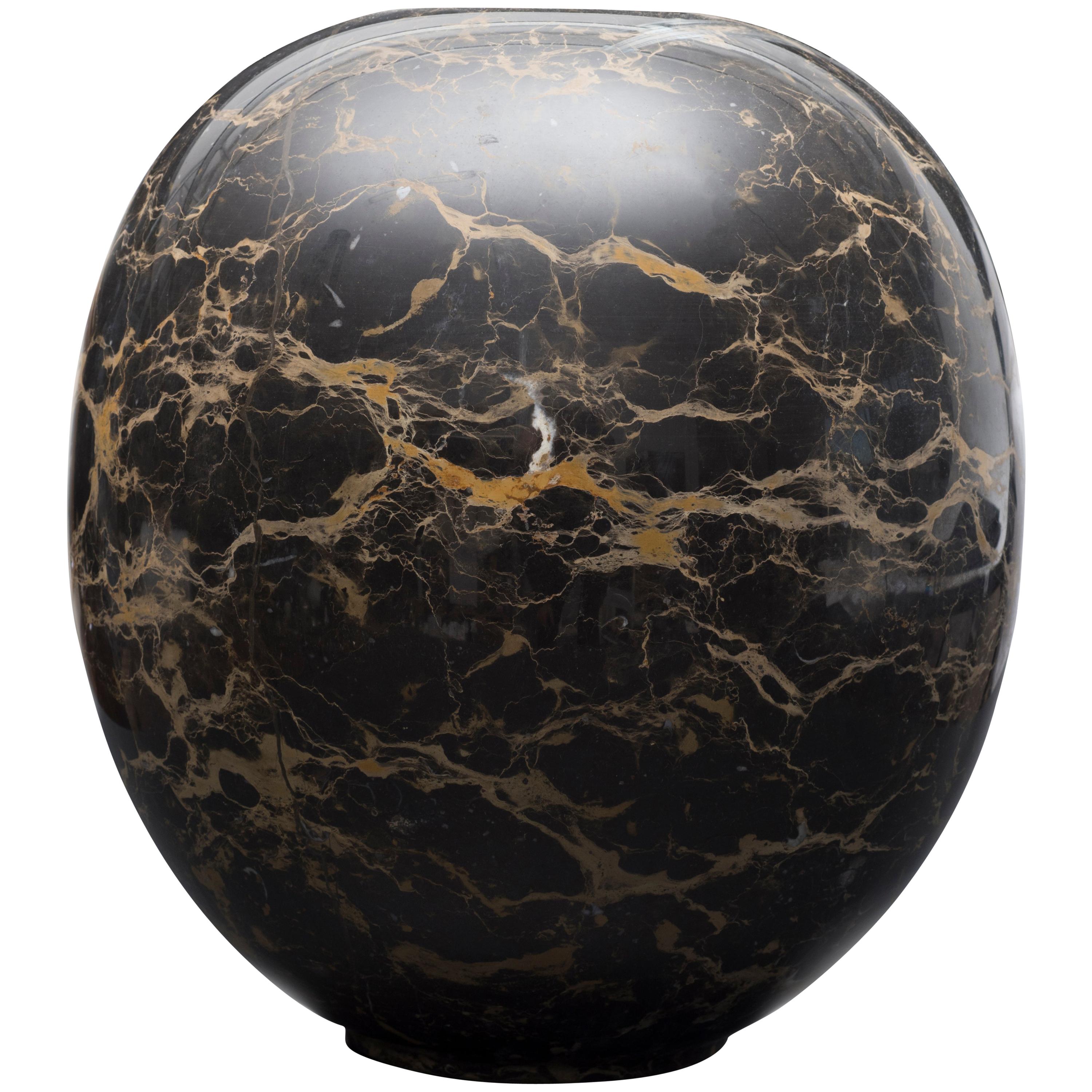 Black Marble Vase, Chinese Manufacture, 21st Century