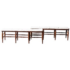 Pair of 19th Century English Mahogany and Cane Benches