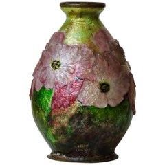 Camille Fauré Floral, Bunch of Flowers Enamel Vase, circa 1930