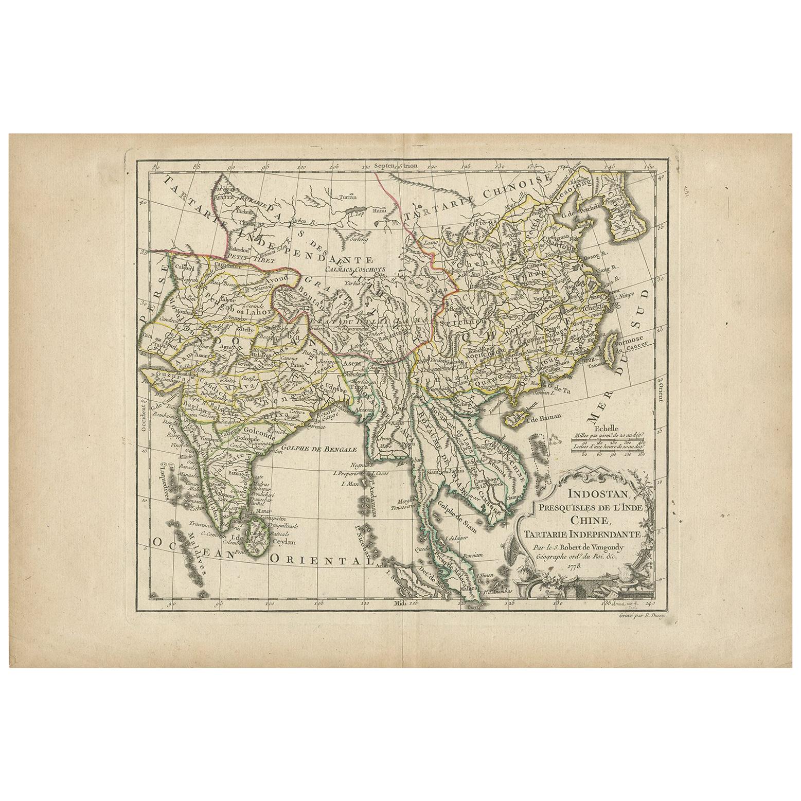 Antique Map of Asia by Dussy, 1778