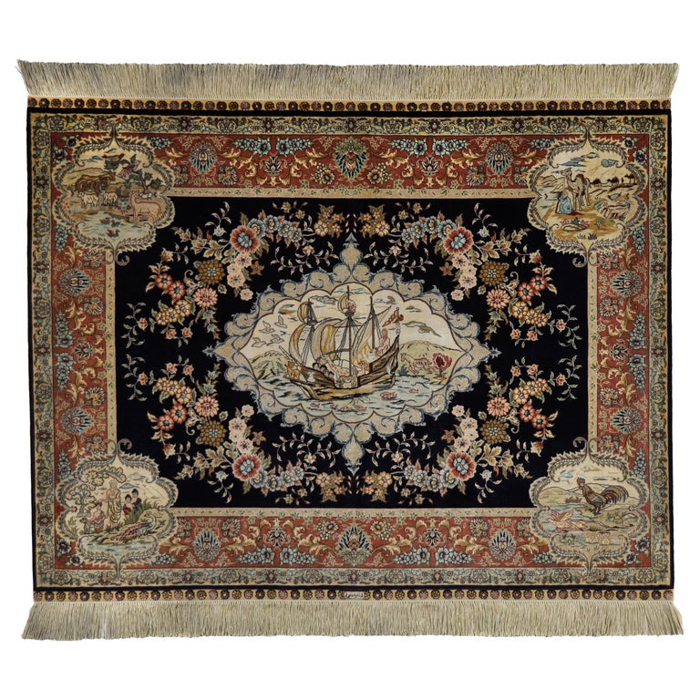 Tapis contemporain noué à la main en soie et laine. 303 x 252 cm. - France