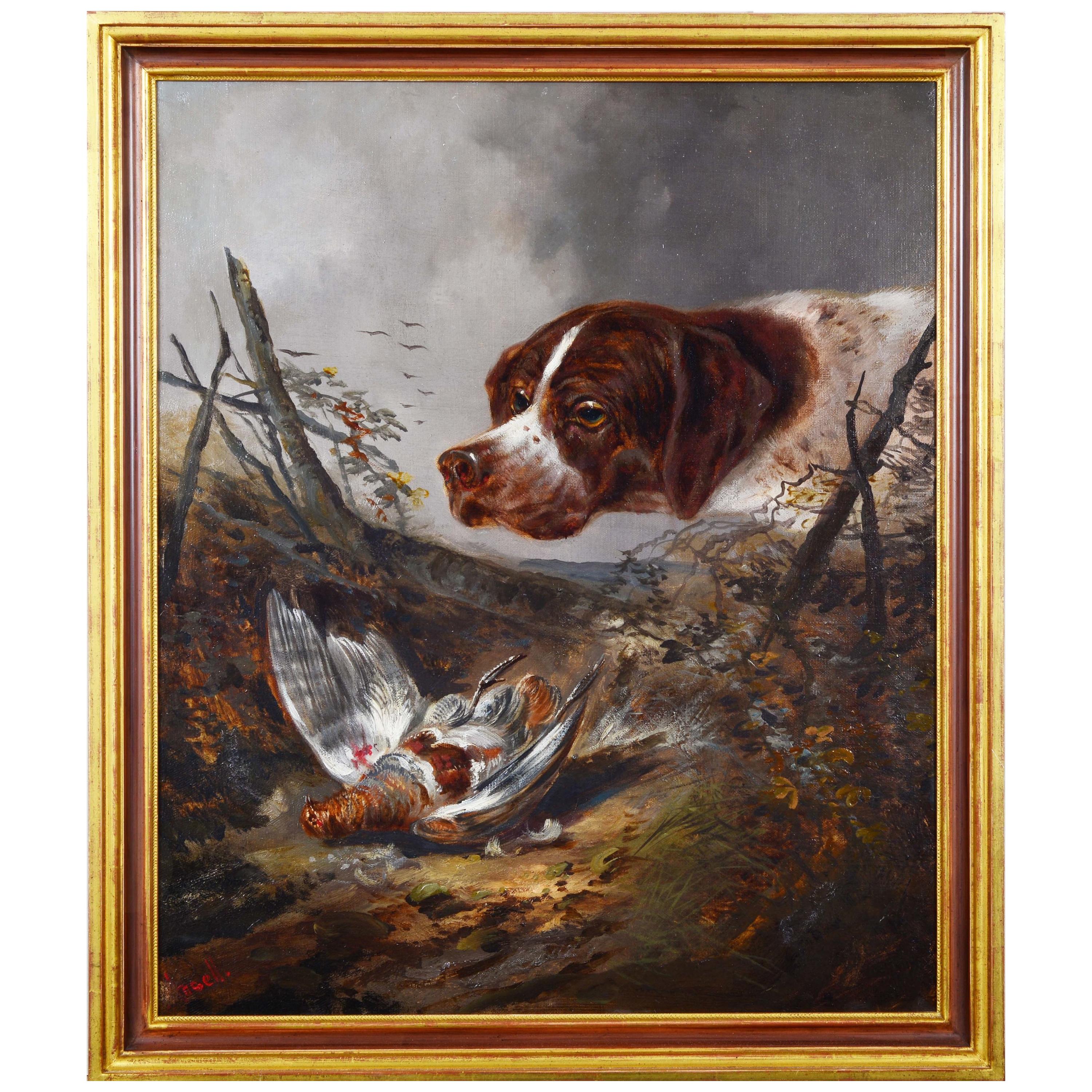 Hunting Scene by German Painter, End of 19th-Beginning of 20th Century For Sale