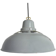 Vintage Industrial Grey Enamel Pendant Light, 1950s