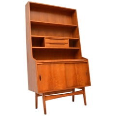 1960s Retro Teak Bureau Bookcase Cabinet