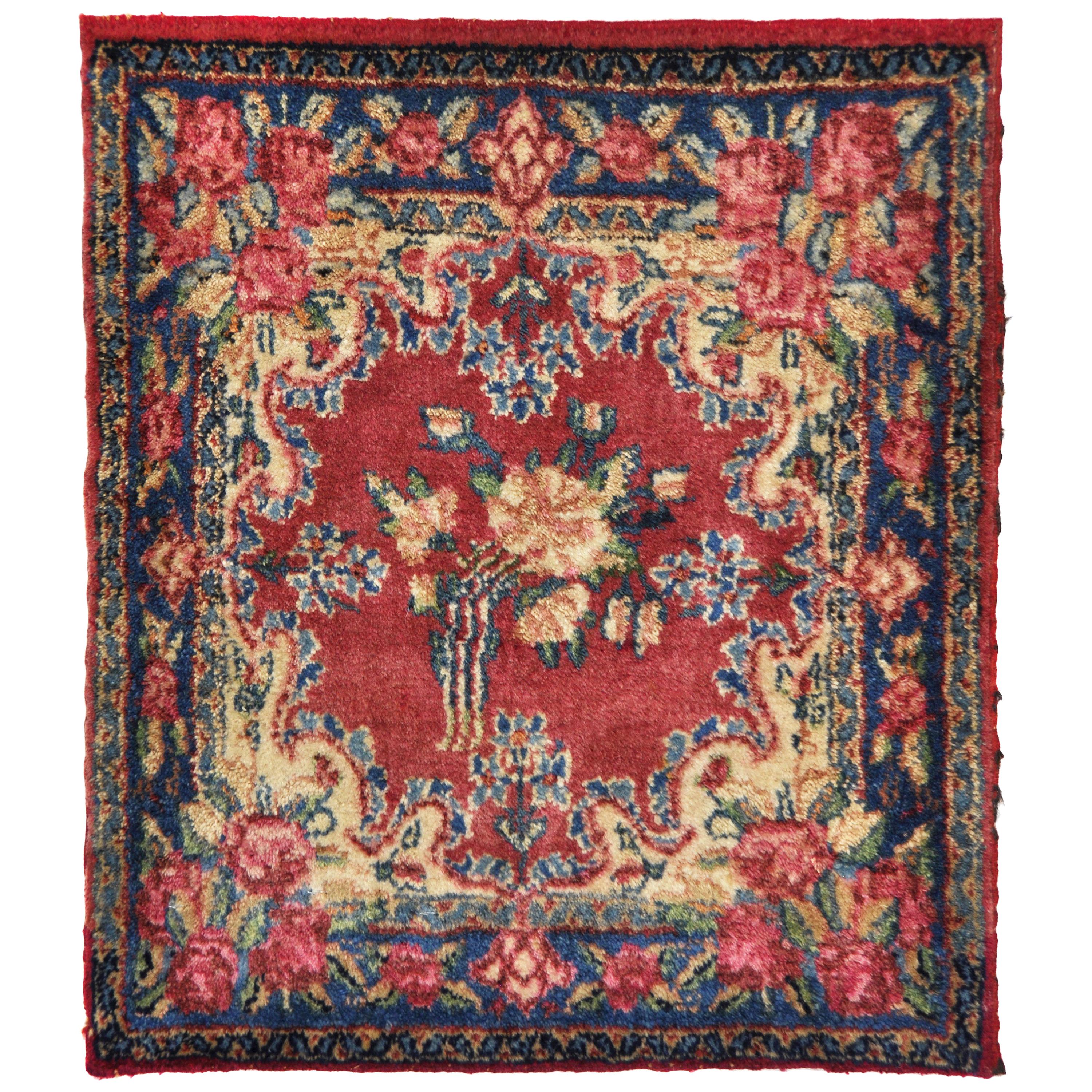 Rug - Carpet - Wool Hand Knotted Red and Beige Kirman For Sale