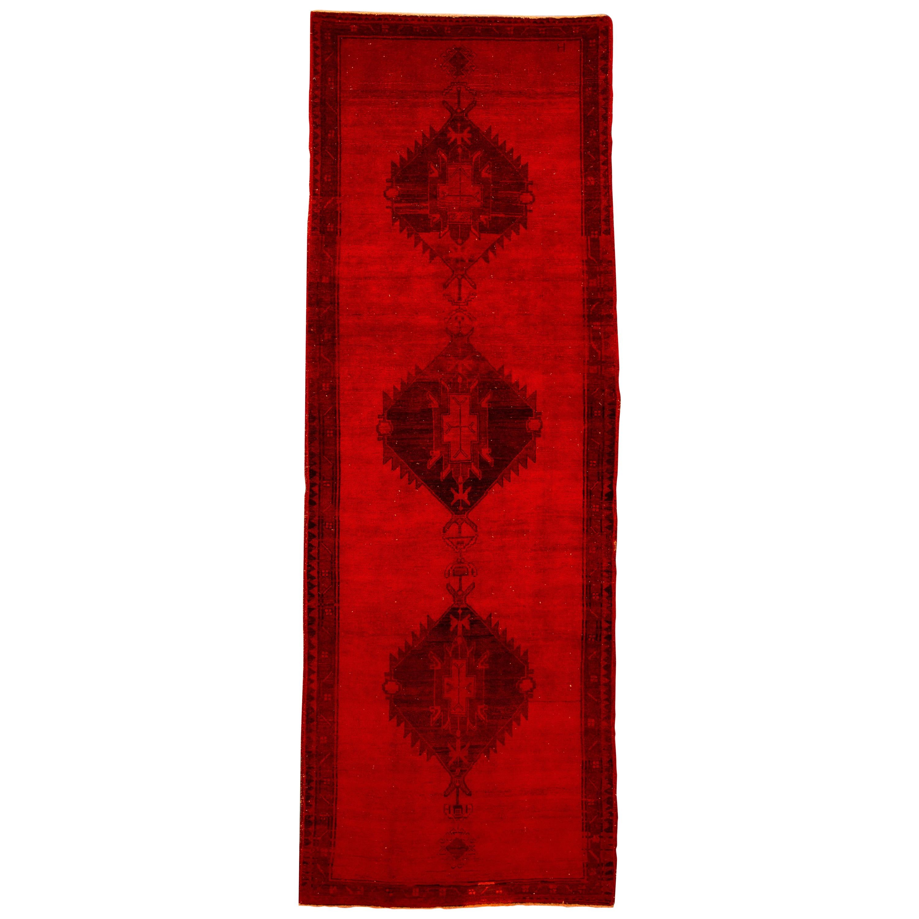 Vintage Overdyed Khotan Runner Rug For Sale