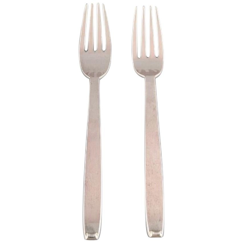 Evald Nielsen No. 29. 2 Dinner Forks in 830 Silver, 1930s