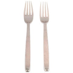 Evald Nielsen No. 29. 2 Dinner Forks in 830 Silver, 1930s