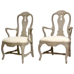 Pair of Swedish 18th Century Rococo Armchairs