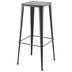 Nouveau tabouret d'atelier industriel en fer forgé avec assise en métal