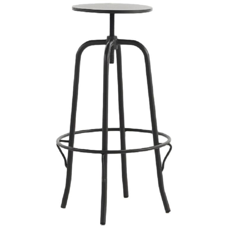 New Industrial Wrought Iron Shop Stool with Metal Seat For Sale