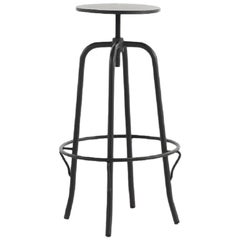 New Industrial Wrought Iron Shop Stool with Metal Seat