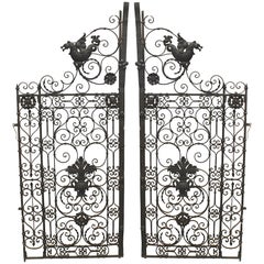 Pair of Italian Renaissance Style Black Iron Gates