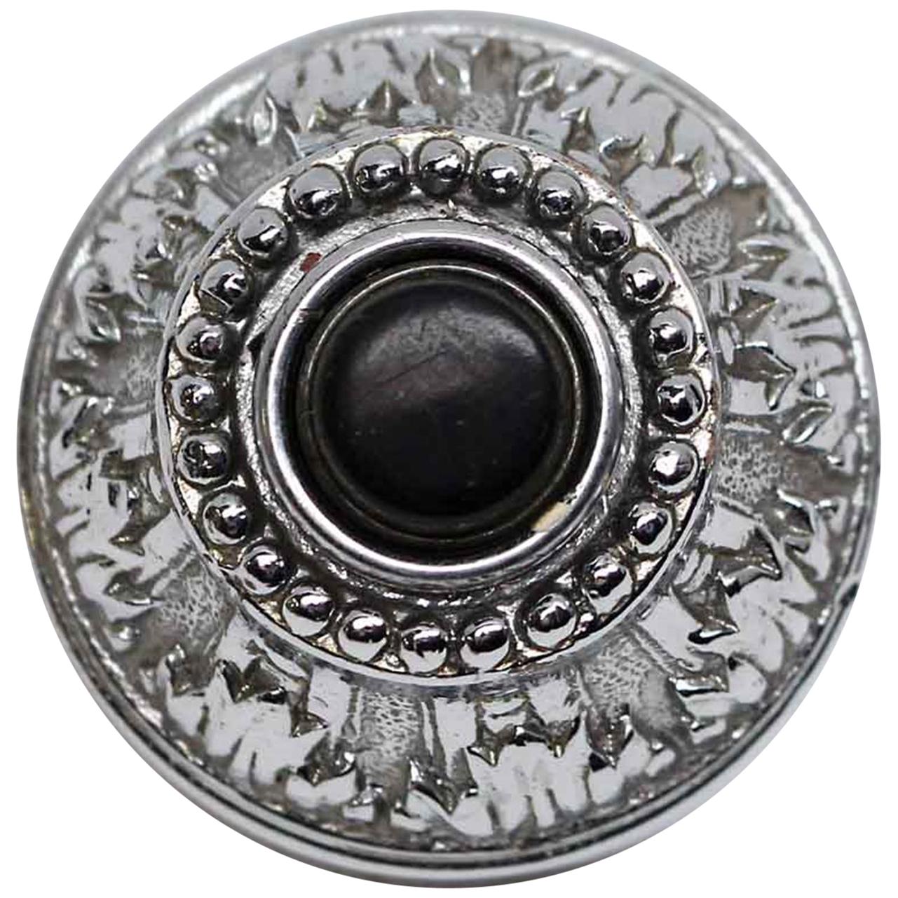 Nickel Plated NYC Waldorf Astoria Hotel Ornate Doorbell with Black Button