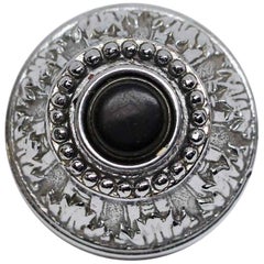 Nickel Plated NYC Waldorf Astoria Hotel Ornate Doorbell with Black Button