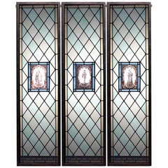 Used Set of 3 English Renaissance Leaded Glass Windows