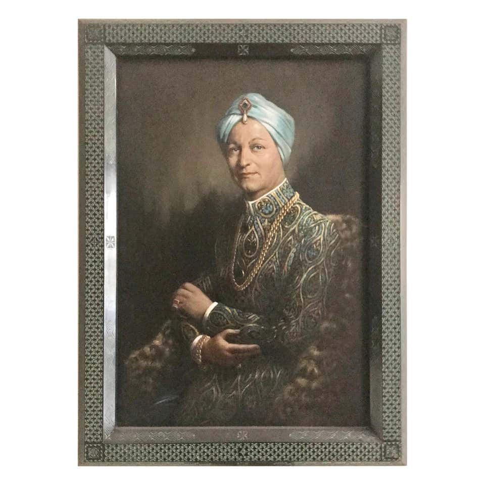 Large Portrait of a European Gentleman Wearing Traditional Indian Raj ...