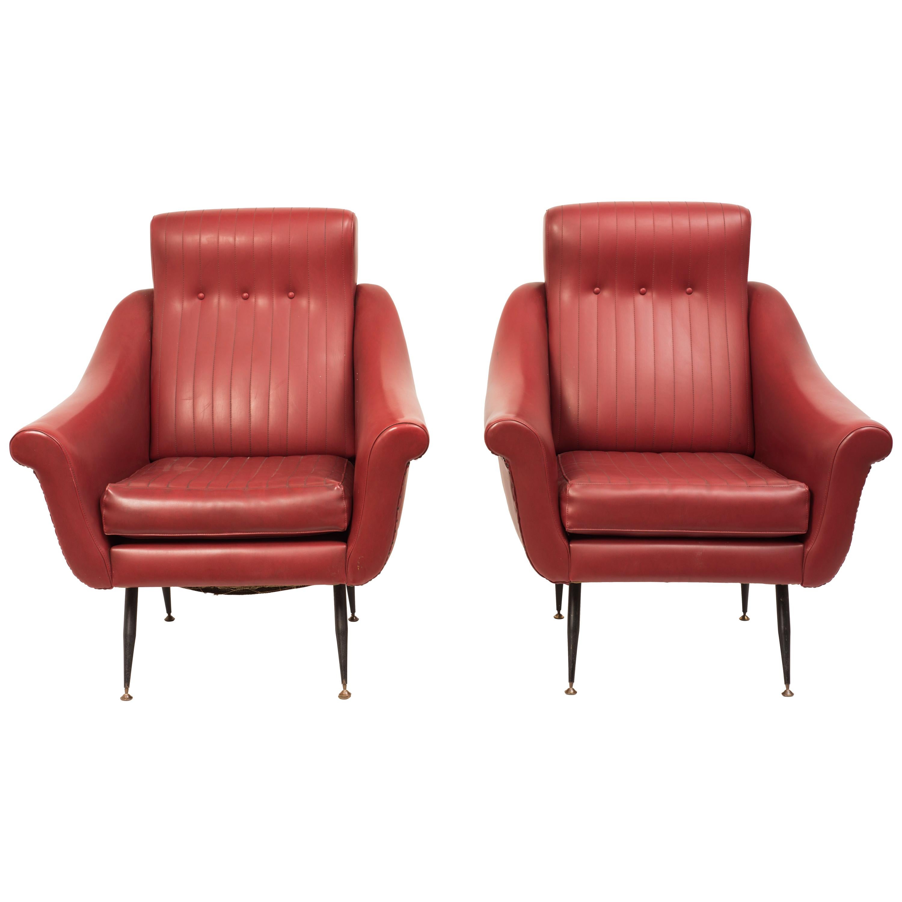 Vintage Pair of Armchairs, Italian Manufacture, 1950s