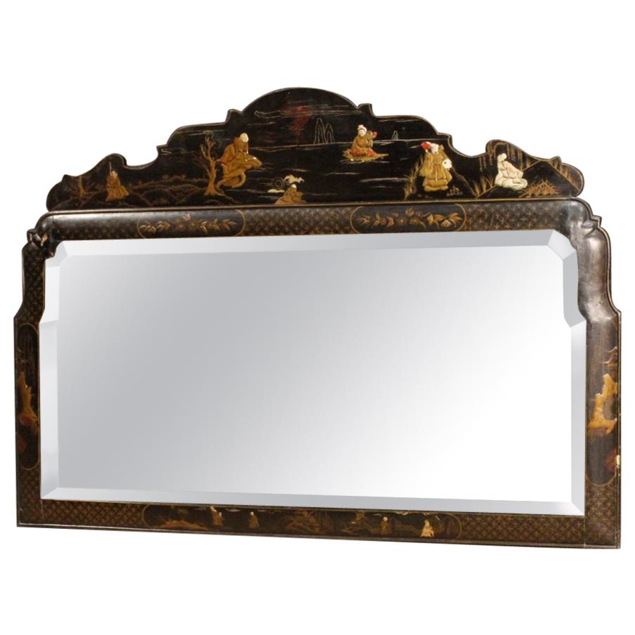 20th Century Lacquered and Painted Chinoiserie Wood French Mirror, 1960