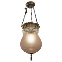 NYC Waldorf Astoria Hotel Frosted Glass EF Caldwell Pendant Bell Jar Light