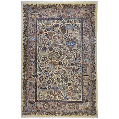 Vintage Rug - Carpet - Wool Hand Knotted Beige Kashmar 197 x 295 cm