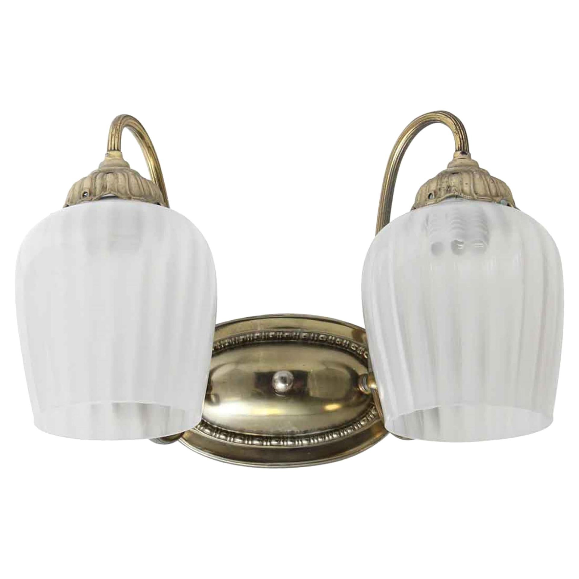 Waldorf Astoria Hotel 2 Light Nickel Sconce Glass Tulip Shades