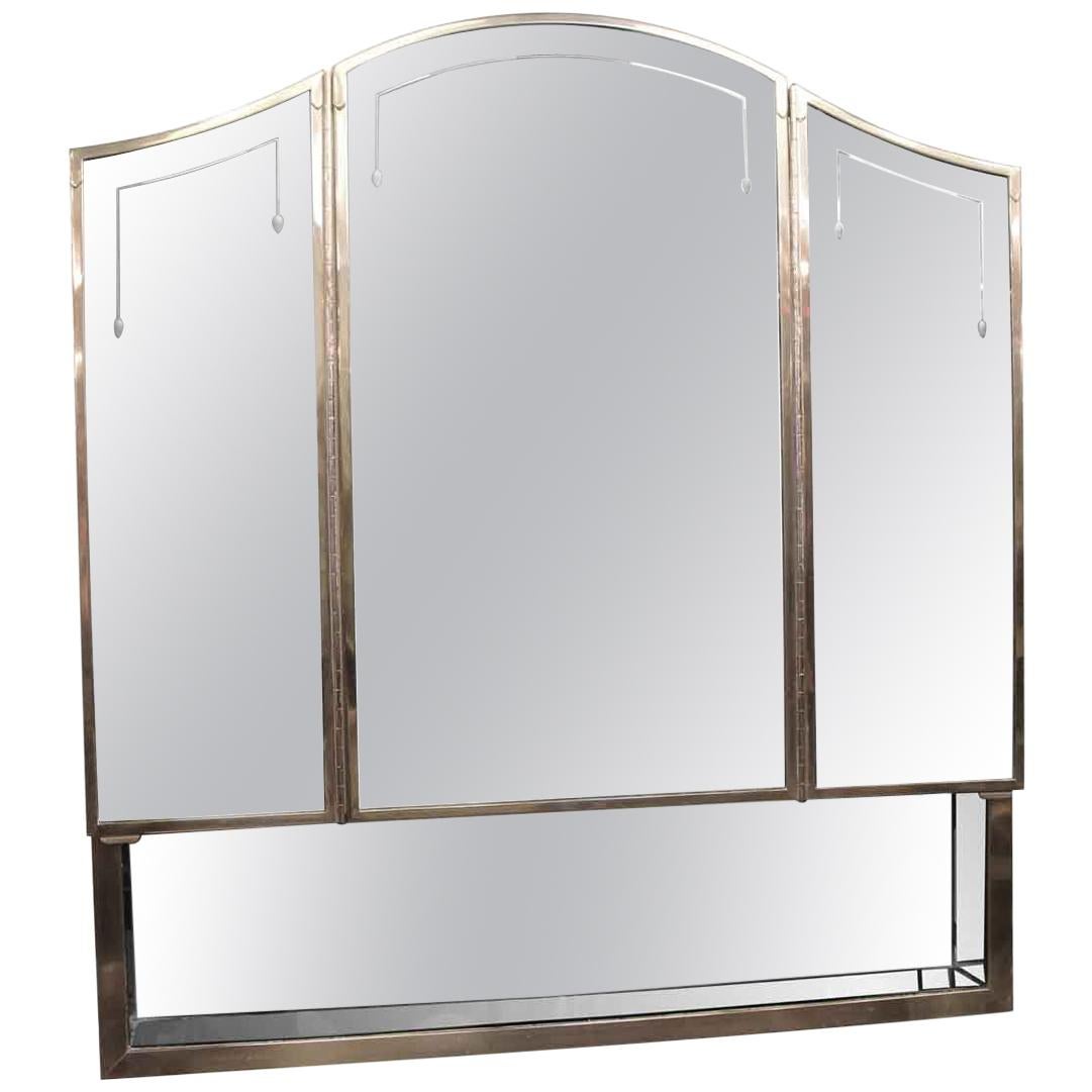 NYC Waldorf Astoria Hotel Medical Bath Cabinet; 3 Mirrors, Mirrored Shelf