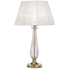 Gold and Crystal Table Lamp with Organza Shade