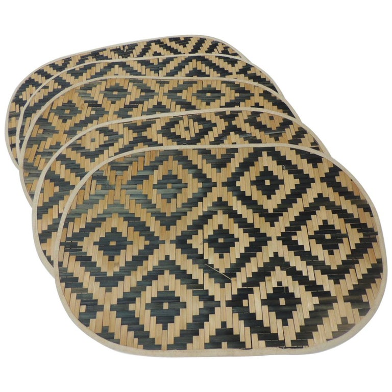 Set of 8 Bamboo and Raffia Woven Oval Placemats at 1stDibs