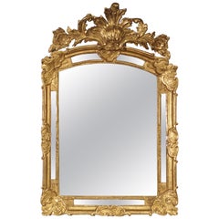 Antique Regence Style Giltwood Mirror Parcloses from France, 19th Century