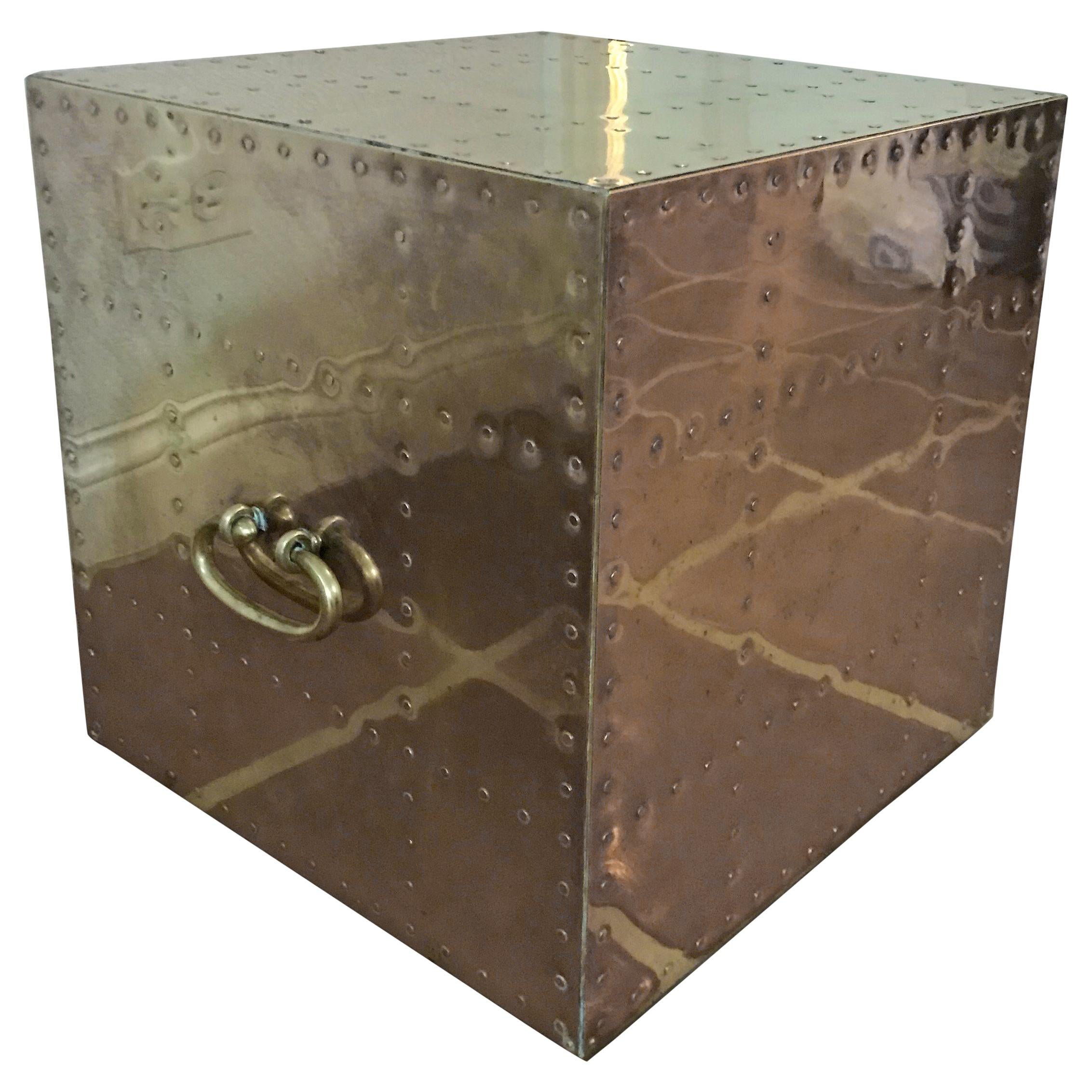 Sarreid Brass Cube Side Table