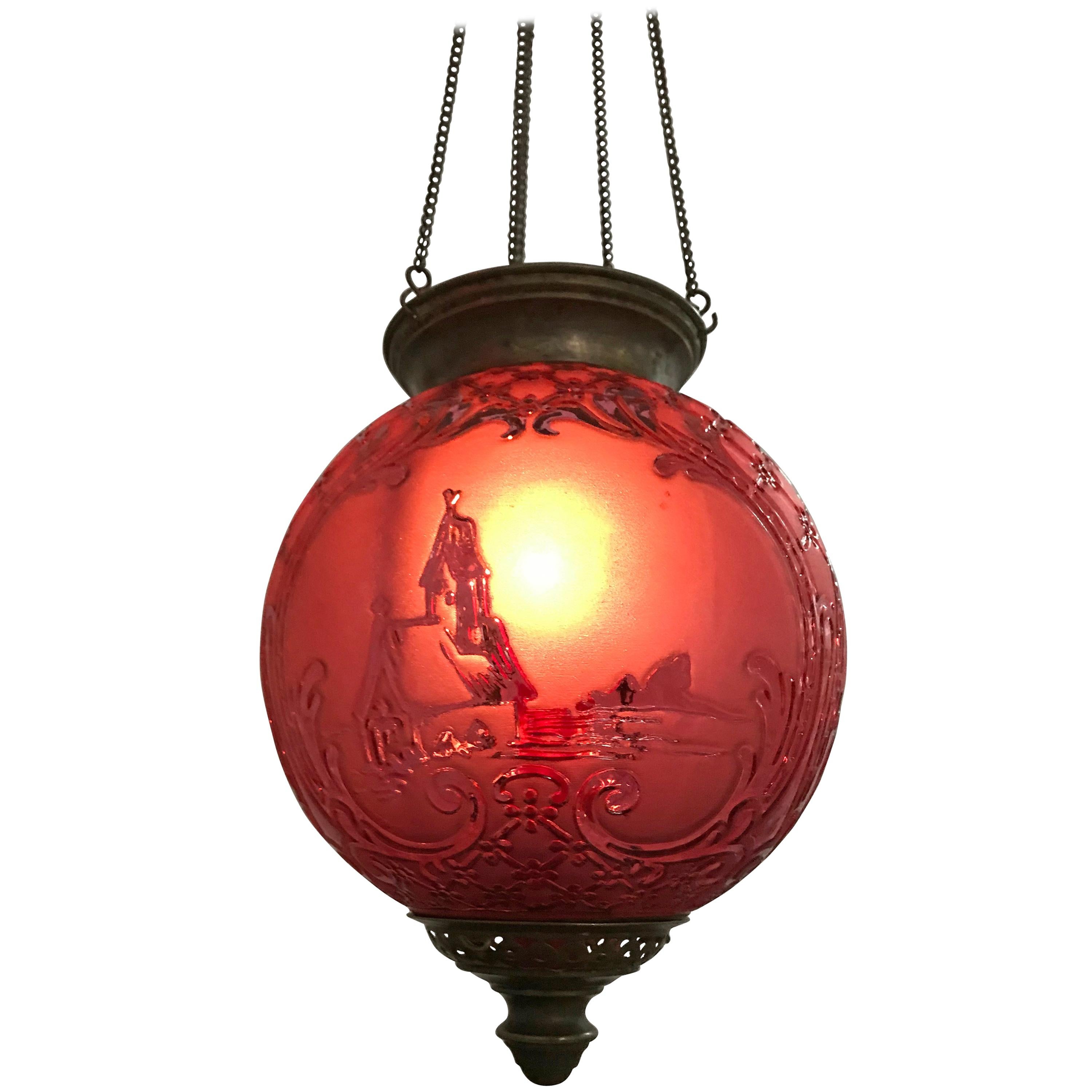 two Art Nouveau Candle Lantern by Baccarat, France, circa 1890-1920 For Sale