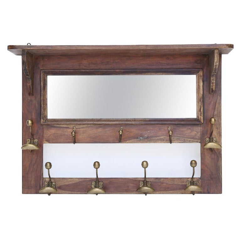 Antique French Wall Hat Rack with Mirror at 1stDibs