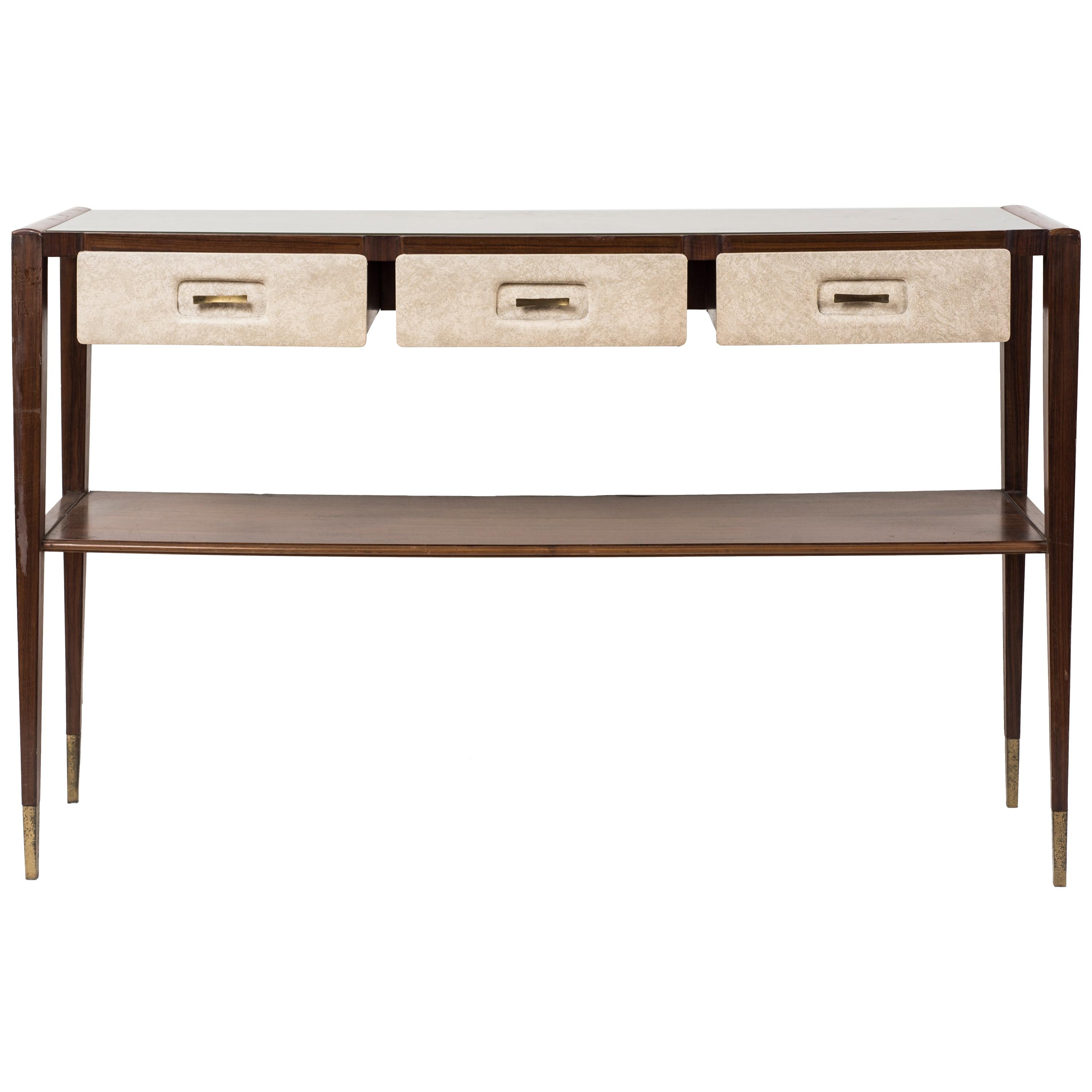 Vintage Wooden Console by Italian Architect and Designer Giò Ponti, 1950s