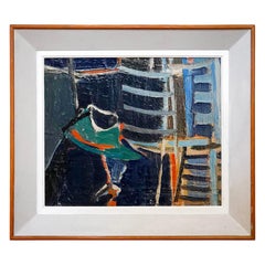 20th Century Blue-Green Abstract Books, French Painting by Daniel Clesse
