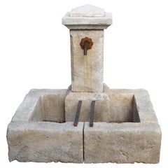 Single Pillar French Limestone Fountain from Provence