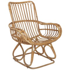 Midcentury Viggio Boesen Rattan Chair, Danish